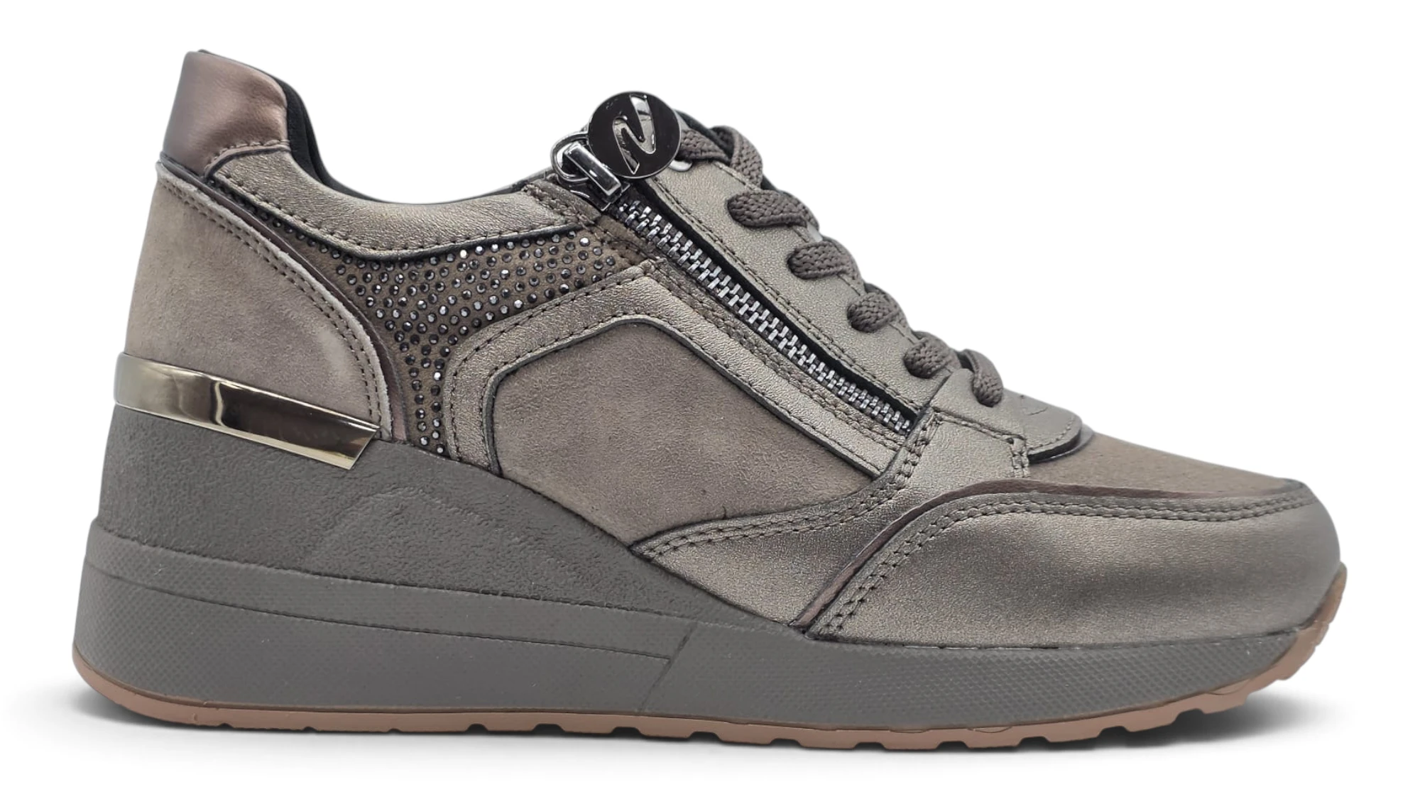 Zapato cuña 6 cm Stonefly mod. 223104 de Piel en gris