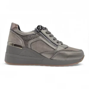 Zapato cuña 6 cm Stonefly mod. 223104 de Piel en gris