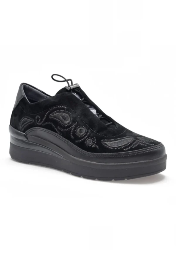 Zapato cuña Stonefly mod. 219980 de Ante en negro - Imagen 2