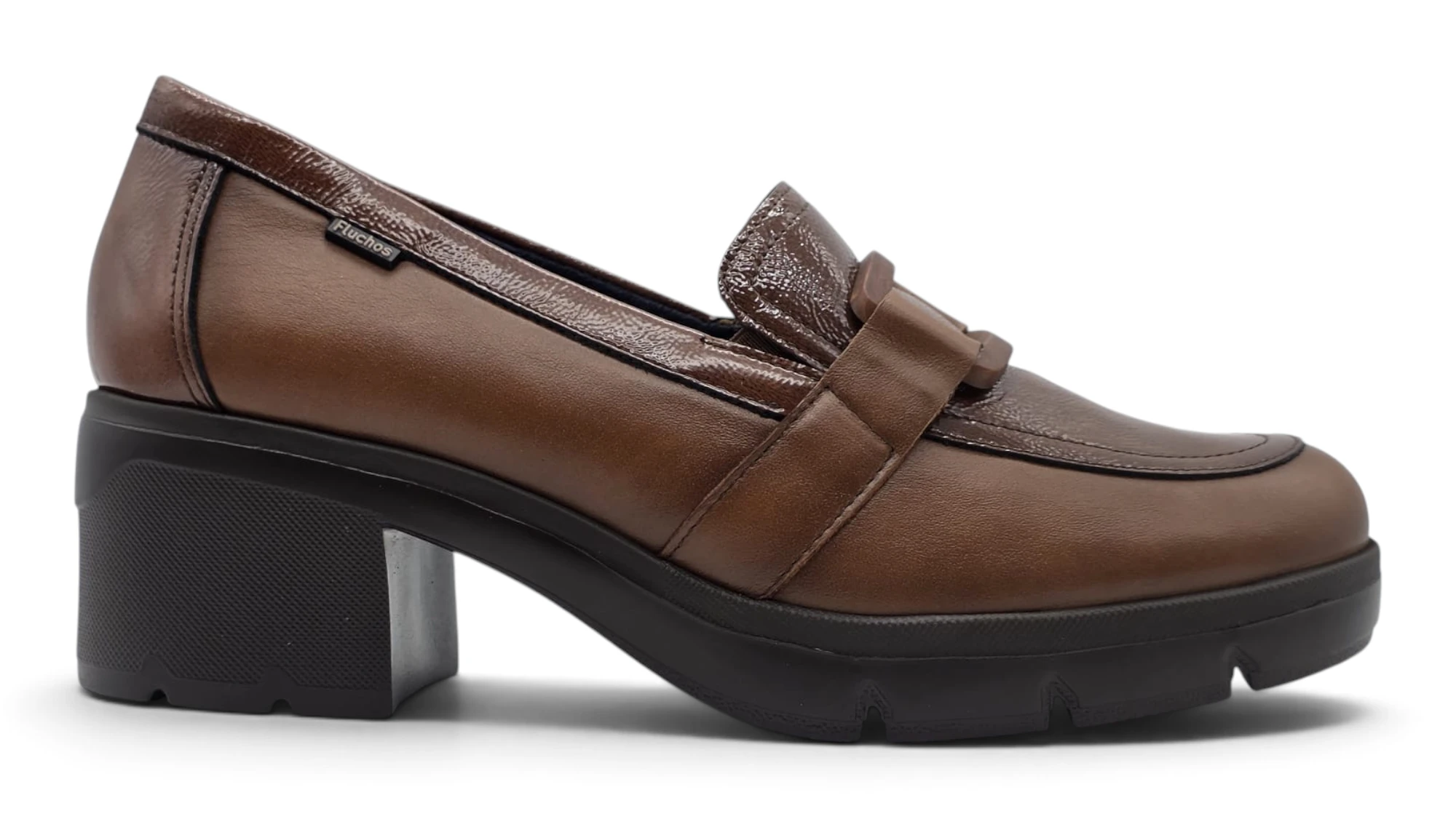 Mocasín tacón cuadrado Fluchos S.l. mod. F2518 de Piel en marron