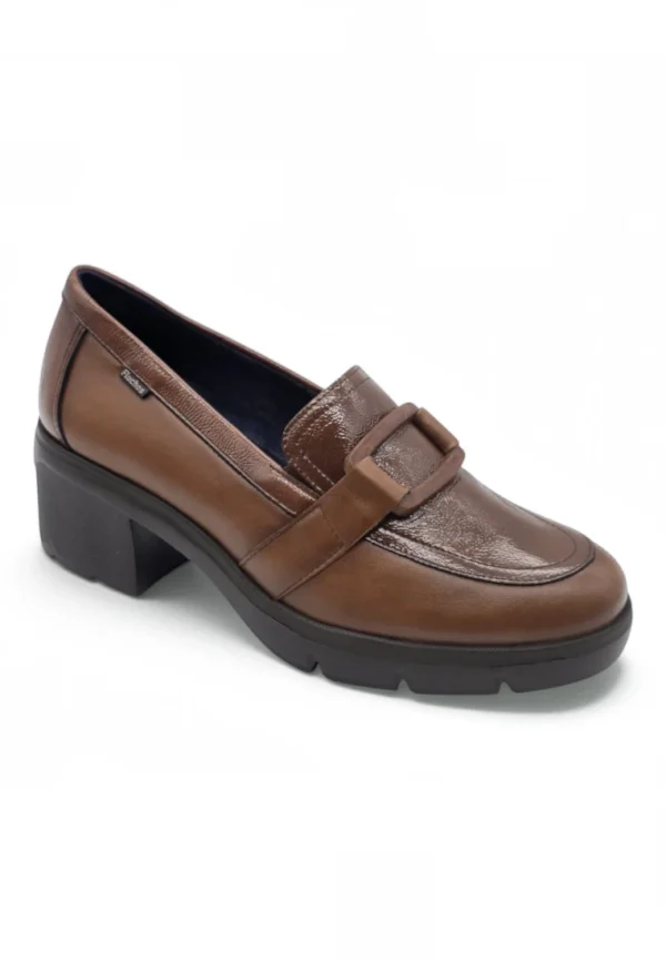 Mocasín tacón cuadrado Fluchos S.l. mod. F2518 de Piel en marron - Imagen 2