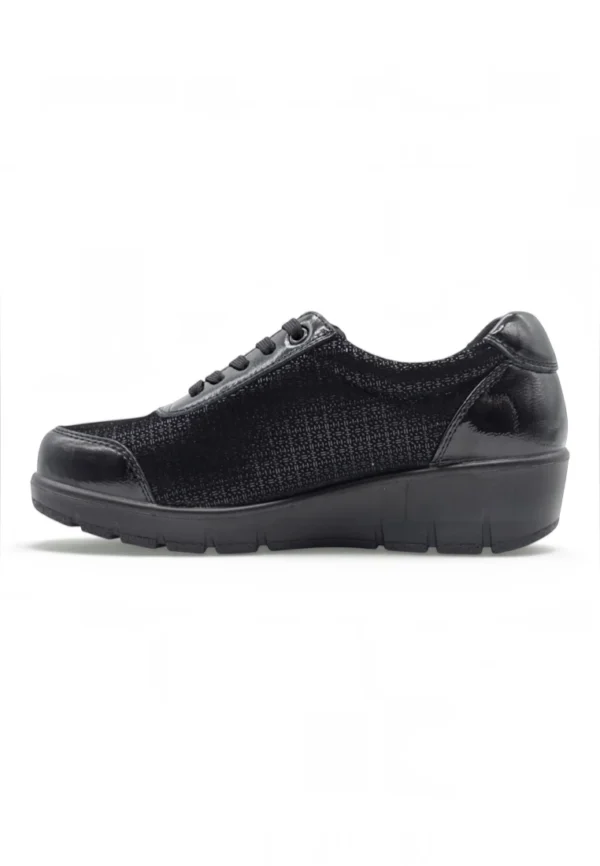 Zapato cordón cómodo negro Calzados Reno mod. 799-2SM de Piel Napa Elást en negro - Imagen 3
