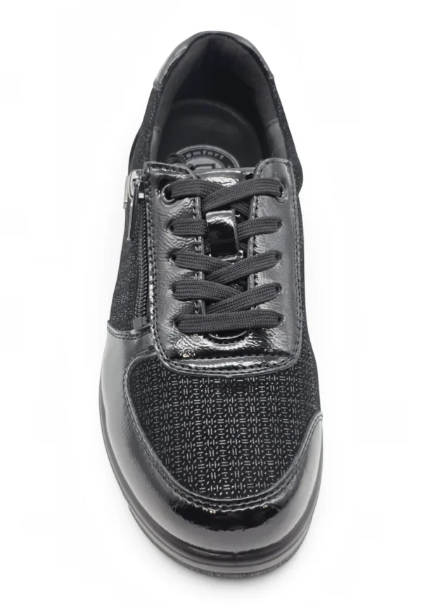 Zapato cordón cómodo negro Calzados Reno mod. 799-2SM de Piel Napa Elást en negro - Imagen 4