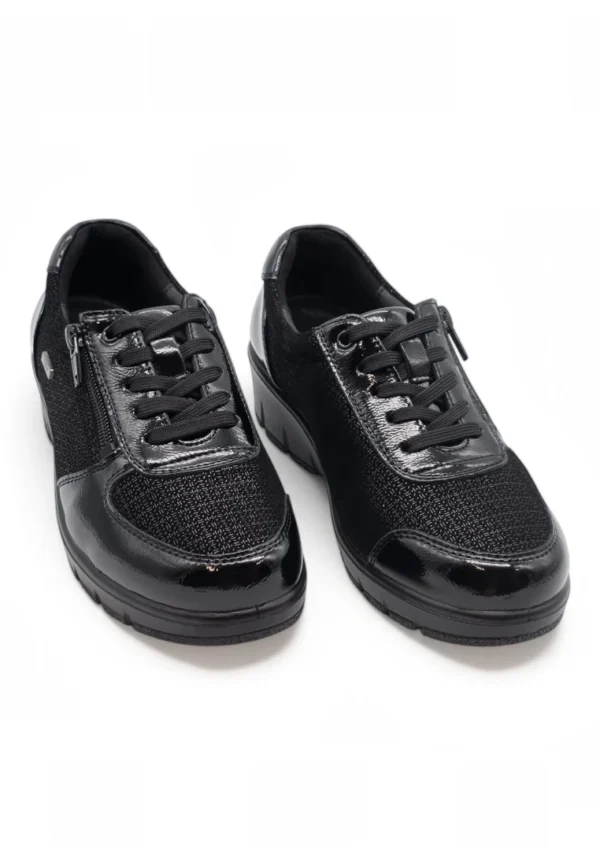 Zapato cordón cómodo negro Calzados Reno mod. 799-2SM de Piel Napa Elást en negro - Imagen 5