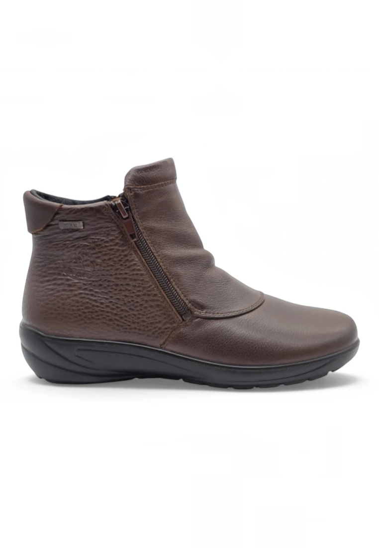 Botin doble cremallera Calzados Reno mod. P-9521C de Piel en cognac