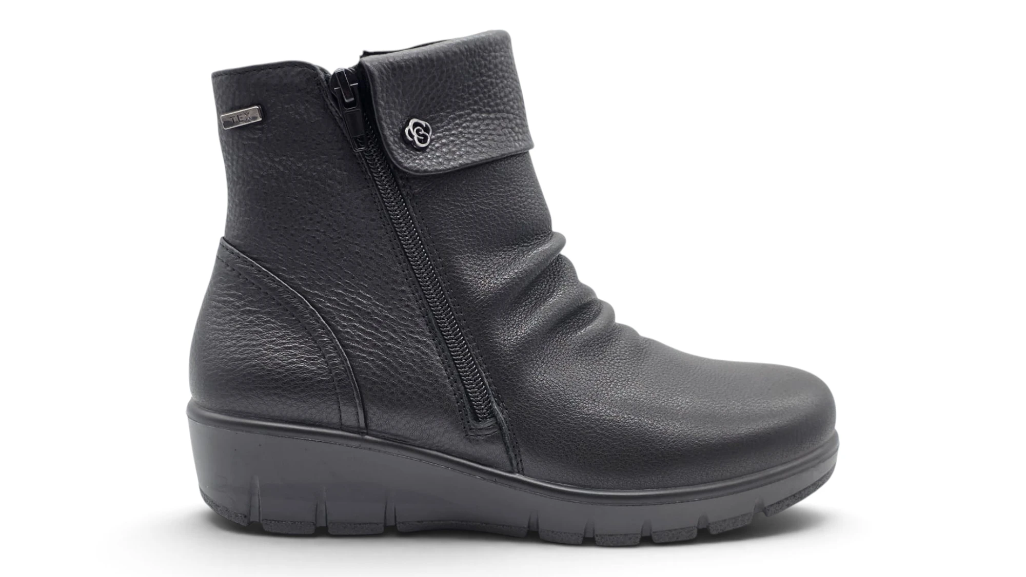 Botin cuña doble cremallera Calzados Reno mod. 798-5S de Piel en negro