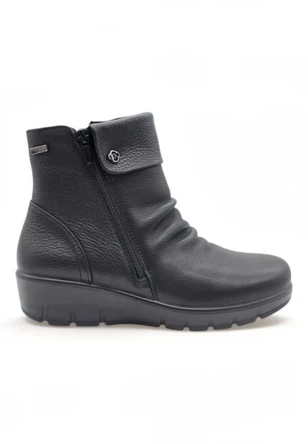 Botin cuña doble cremallera Calzados Reno mod. 798-5S de Piel en negro