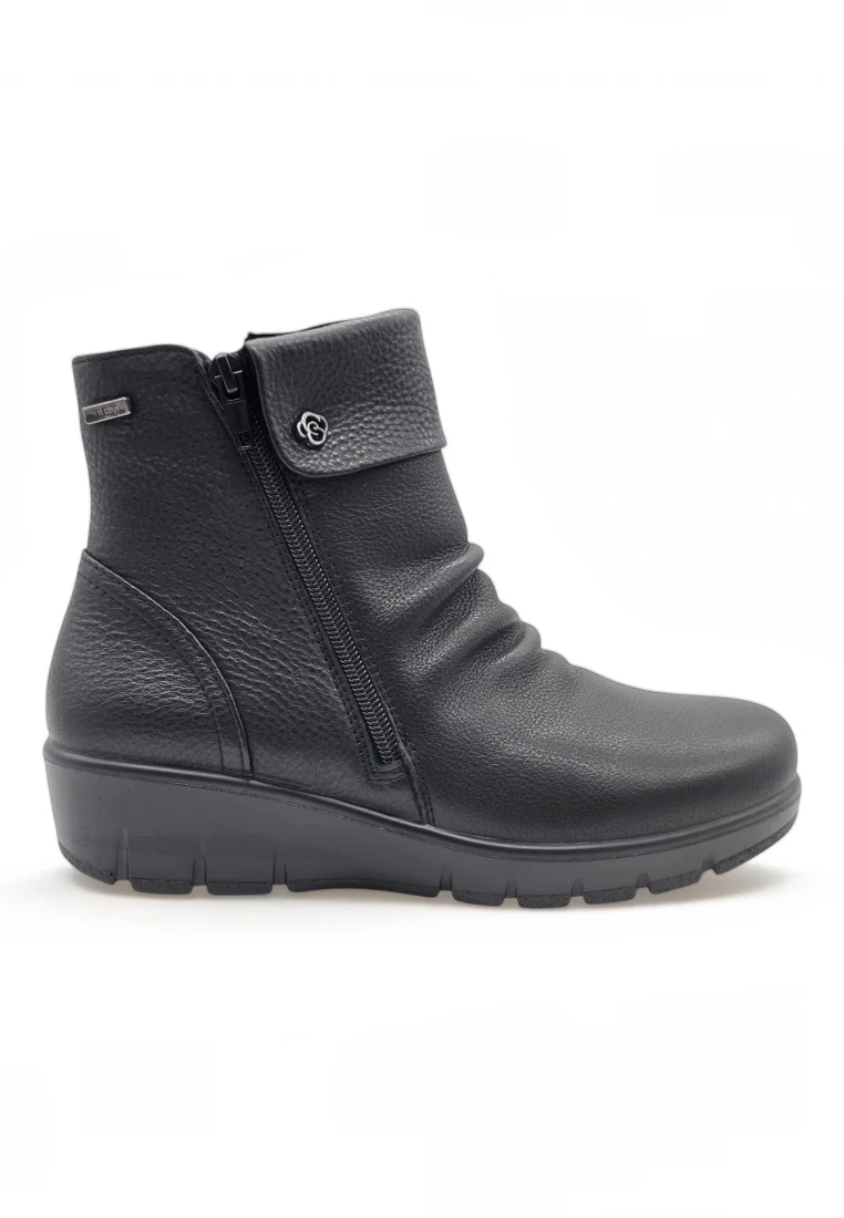 Botin cuña doble cremallera Calzados Reno mod. 798-5S de Piel en negro