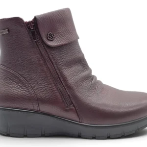 Botin cuña doble cremallera Calzados Reno mod. 798-5R de Piel en burdeos