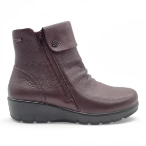 Botin cuña doble cremallera Calzados Reno mod. 798-5R de Piel en burdeos