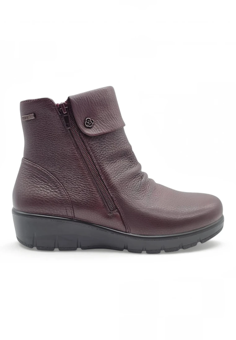 Botin cuña doble cremallera Calzados Reno mod. 798-5R de Piel en burdeos