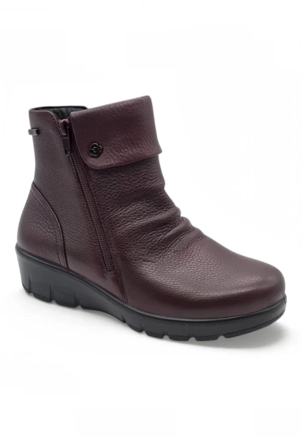 Botin cuña doble cremallera Calzados Reno mod. 798-5R de Piel en burdeos - Imagen 2