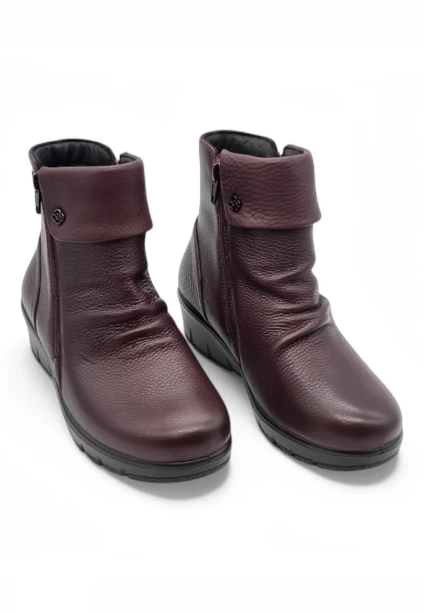 Botin cuña doble cremallera Calzados Reno mod. 798-5R de Piel en burdeos - Imagen 5