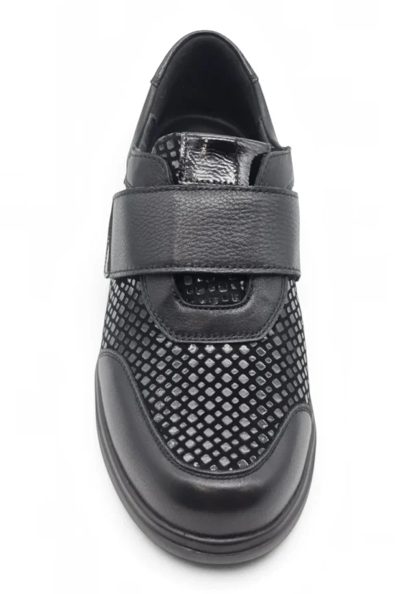 Zapato cuña velcro negro Calzados Reno mod. S-5254S de Piel Napa Elást en negro - Imagen 4