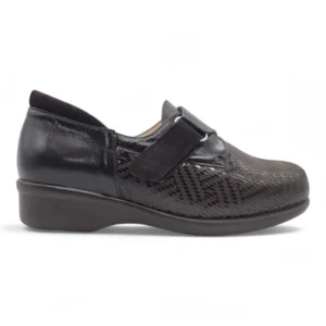 Zapato tacón stretch Calzados Reno mod. 4526 de Piel Napa Elást en negro
