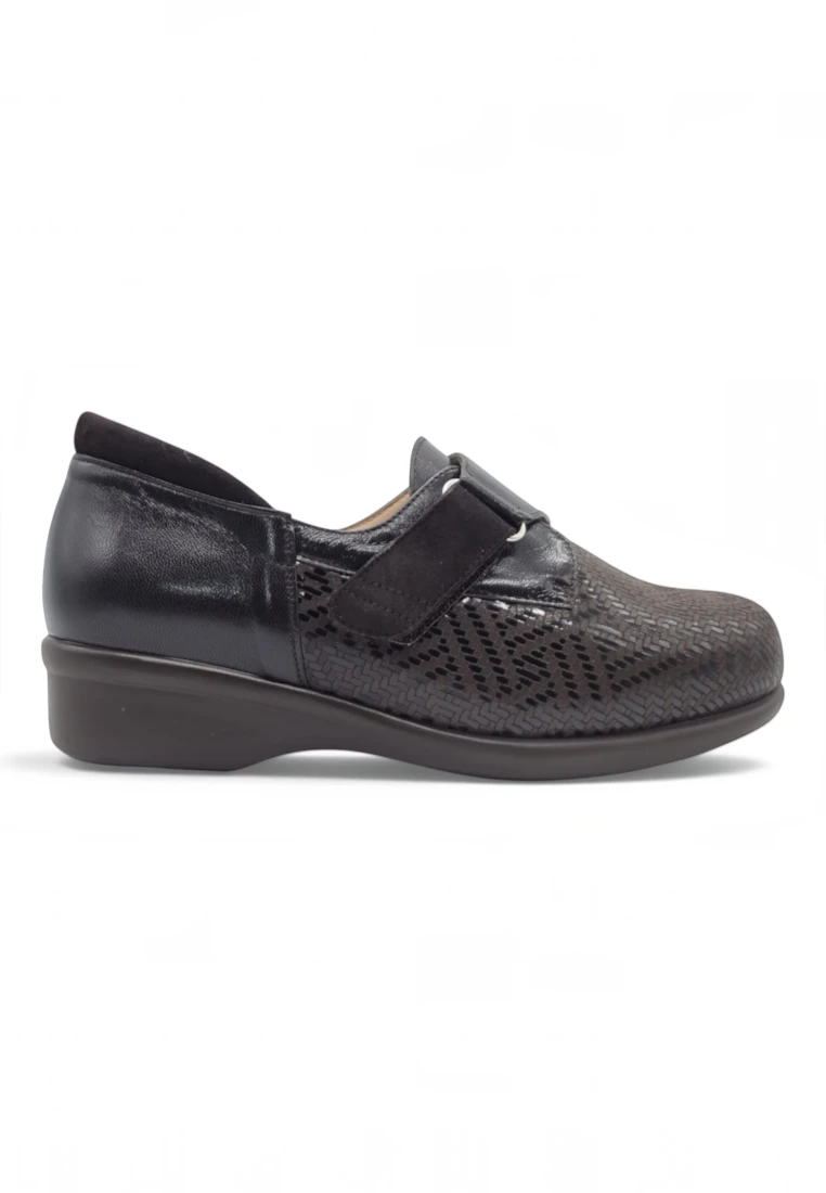 Zapato tacón stretch Calzados Reno mod. 4526 de Piel Napa Elást en negro