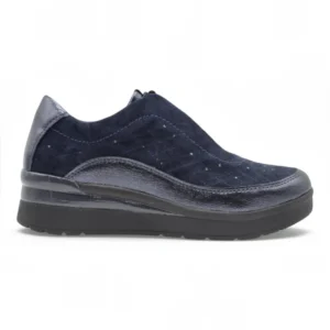 Zapato cuña Stonefly mod. 222958 de Ante en azul marino