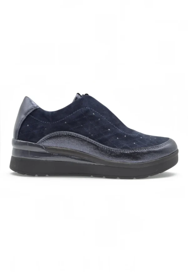 Zapato cuña Stonefly mod. 222958 de Ante en azul marino