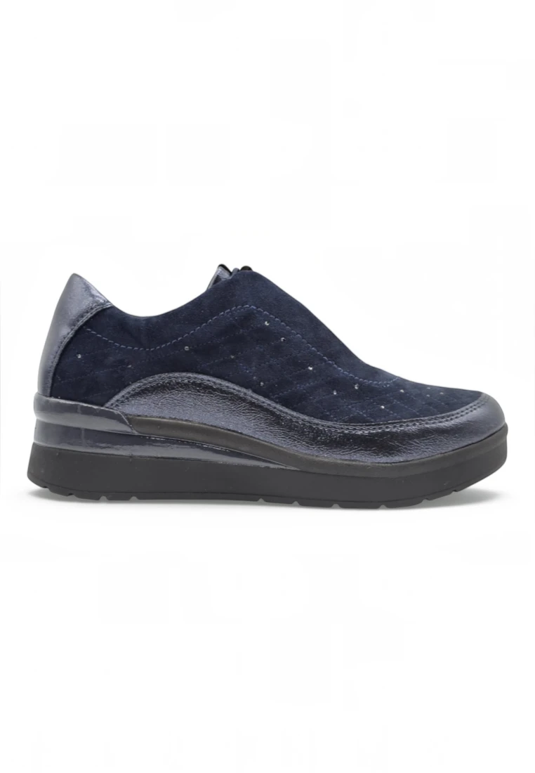 Zapato cuña Stonefly mod. 222958 de Ante en azul marino