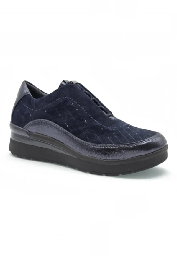 Zapato cuña Stonefly mod. 222958 de Ante en azul marino - Imagen 2