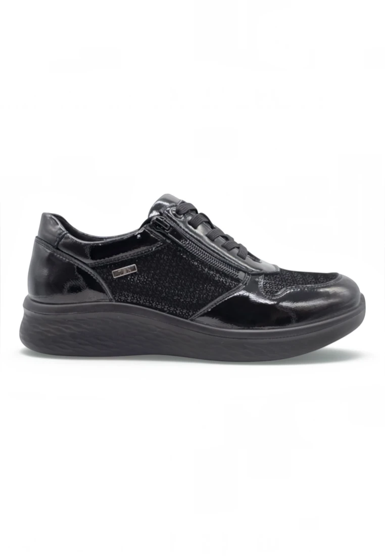 Zapato deportivo extra ancho Calzados Reno mod. P-819SLF de Piel en negro
