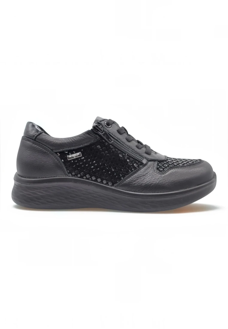 Zapato deportivo extra ancho Calzados Reno mod. P-819SW de Piel en negro