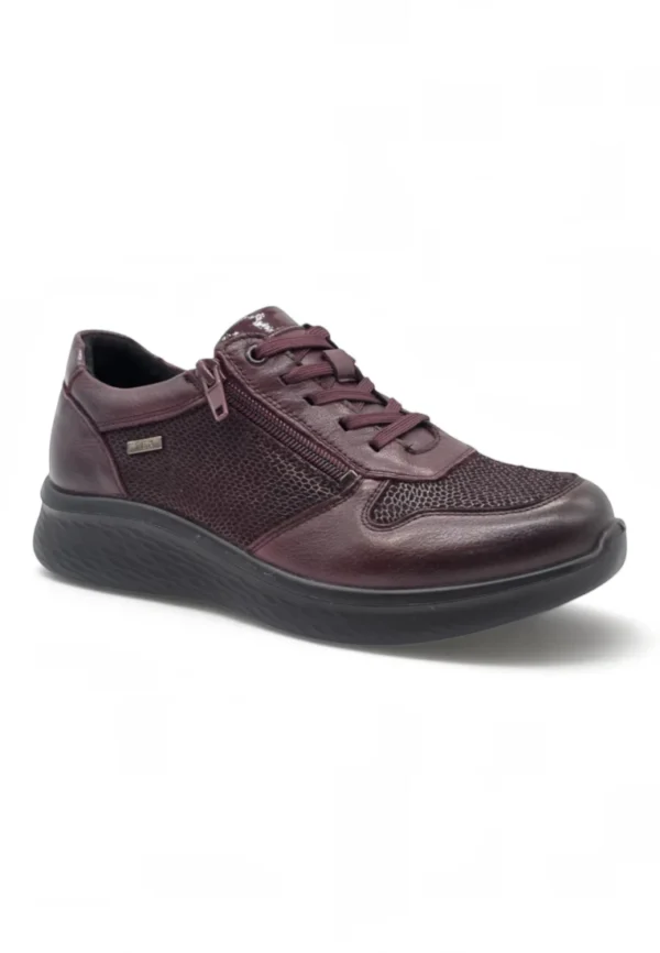 Zapato deportivo ancho Calzados Reno mod. P-819RF de Piel en burdeos - Imagen 2