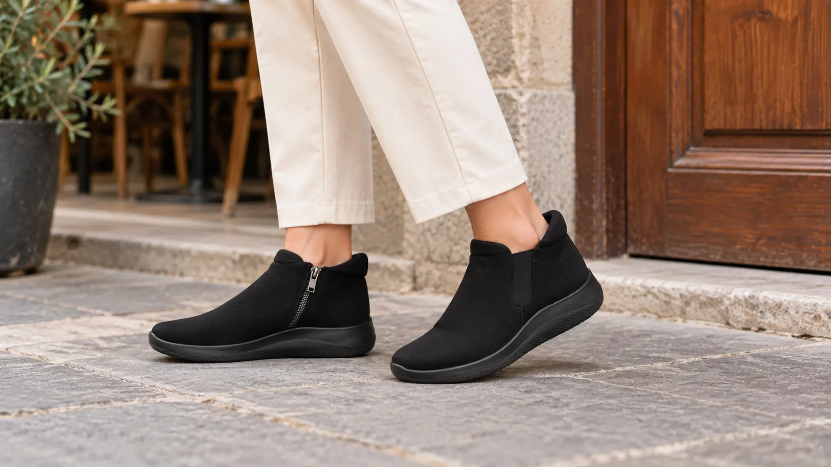 Mujer con botines negros Calzados Reno modelo 4686
